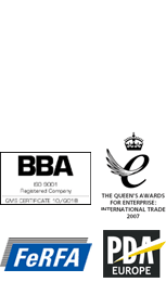 Logos : The British Board of Agrément website, Queen's Awards for Enterprise: International Trade 2007, FeRFA - The Resin Flooring Association, PDA Europe - The Polyurea Development Association Europe